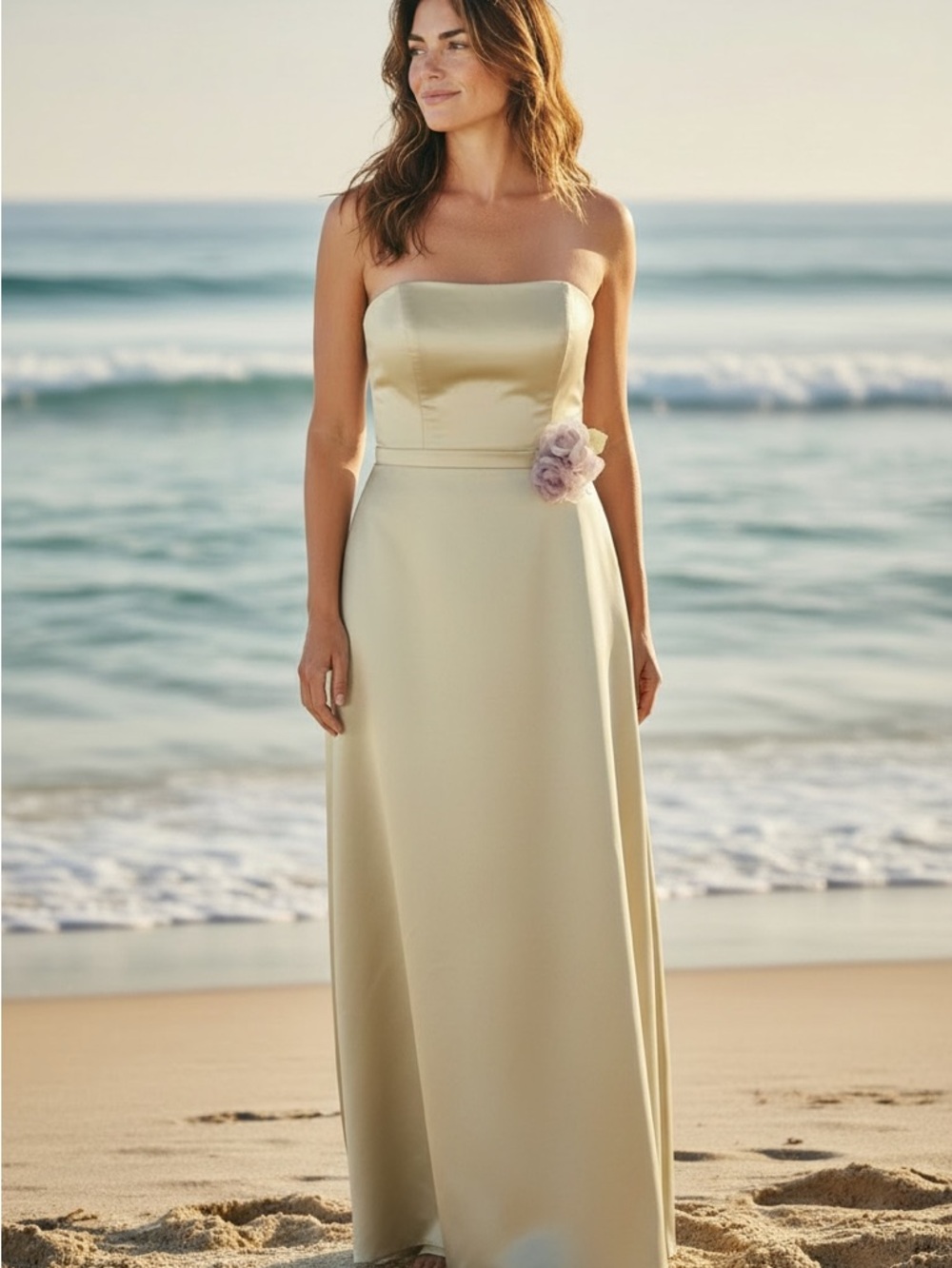 Vintage Jim Hjelm Occasions Strapless Bridesmaid Dress Gold Taffeta Size 12